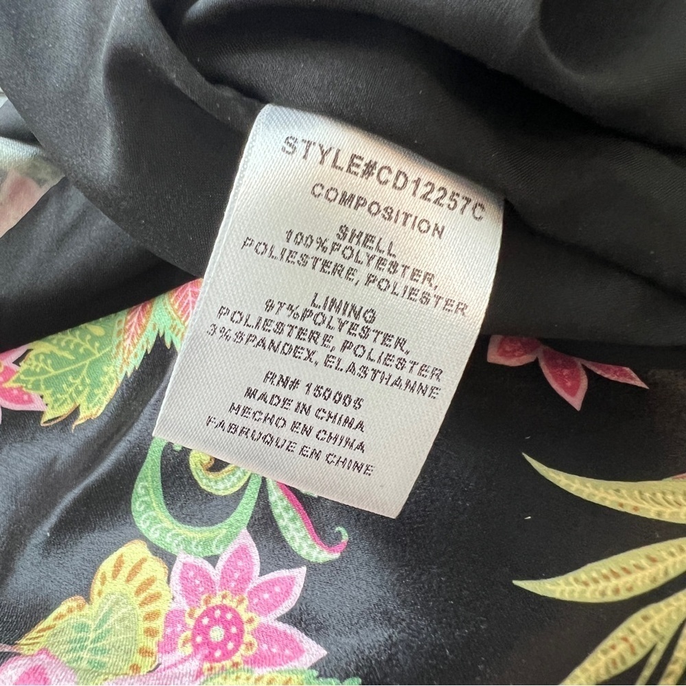 NSR Maxi Dress Satin Polyester Floral Black Pink Green Side Slit Size Small - Picture 10 of 12